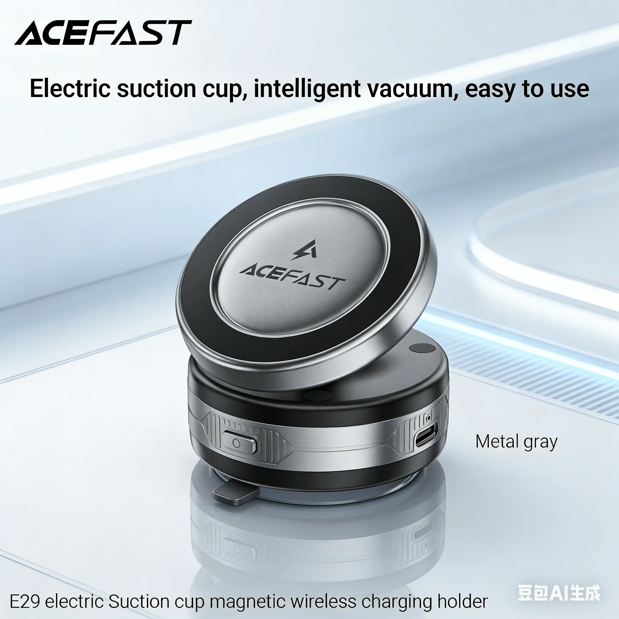 

Magnetic Wireless Charging Car Phone Holder with Electric Suction Cup 360° Rotation Navigation Stand for Car, Home & Office