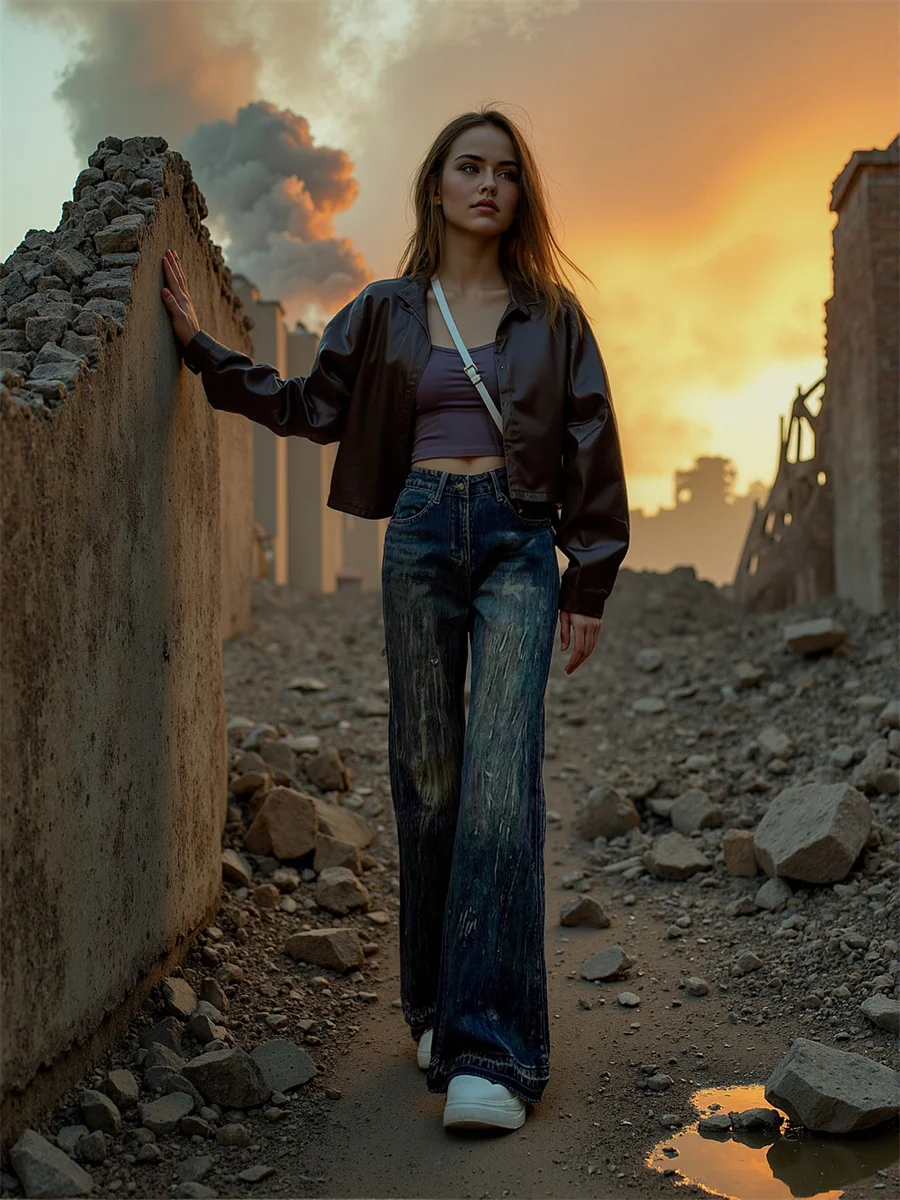 여성용 플레어 디스트레스드 진 팬츠 데님 여성 의류 카고 스트레이트 캐주얼 하이웨이스트 슬림 찢어진 루즈 레트로 지퍼