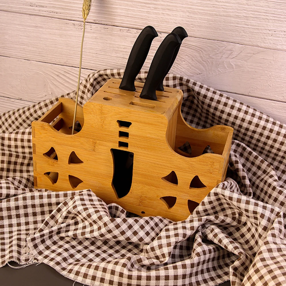

Bamboo Cutter Holder Kitchen Utensil Organizer Sturdy Fine Workmanship Simple Design Exquisite Appearance Multi-Function