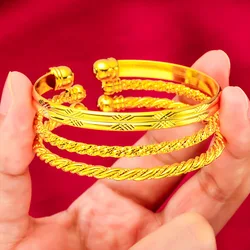 Long Lasting Color Thick Gold Plated Openwork Vintage Bracelet Women's Hand Chain Link Original Fashion Jewelry