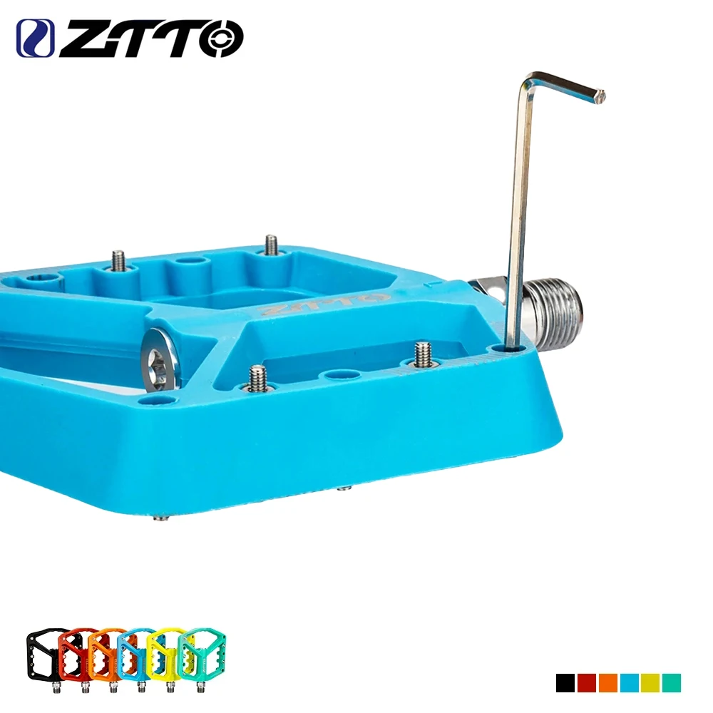 

ZTTO 9/16 "Сверхлегкий велосипед MTB, нейлоновые пластиковые плоские педали, подшипники DU, втулка, противоскользящая гладкая педаль для горного велосипеда с гаечным ключом