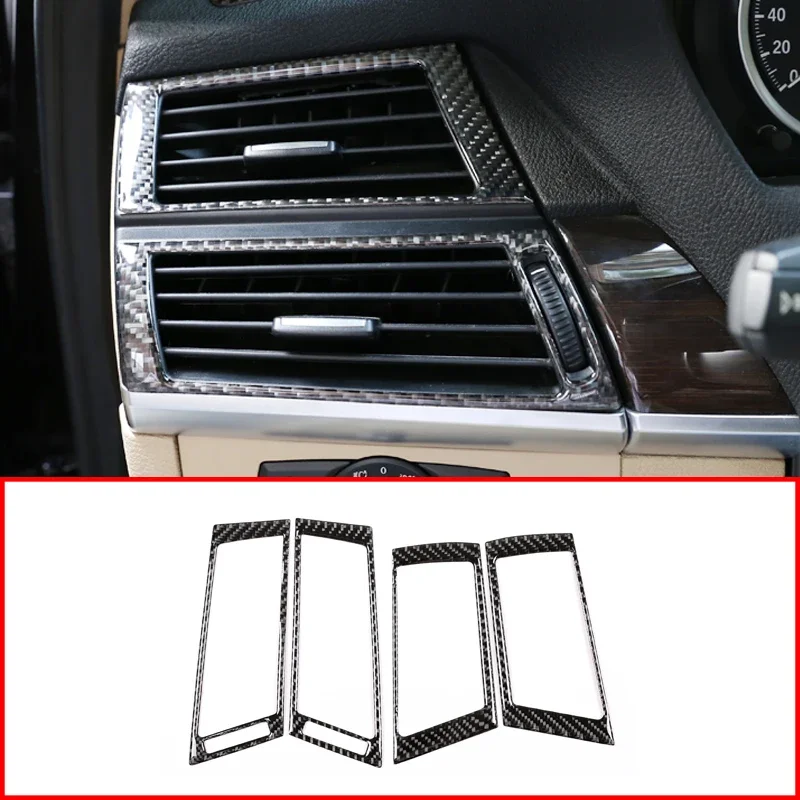 

4 Pcs Soft Carbon Fiber For BMW X5 E70 X6 E71 2008-2013 Car Side Air Conditioning Vent Frame Stickers fast