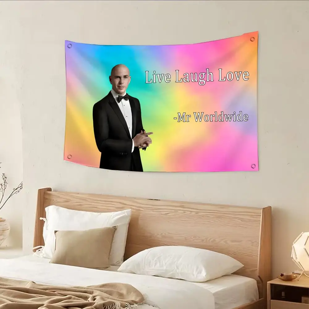 Mr Worldwide Says to Live Laugh Love Flags flags four rings hanging no edging for indoor use and outdoor decor easy hanging
