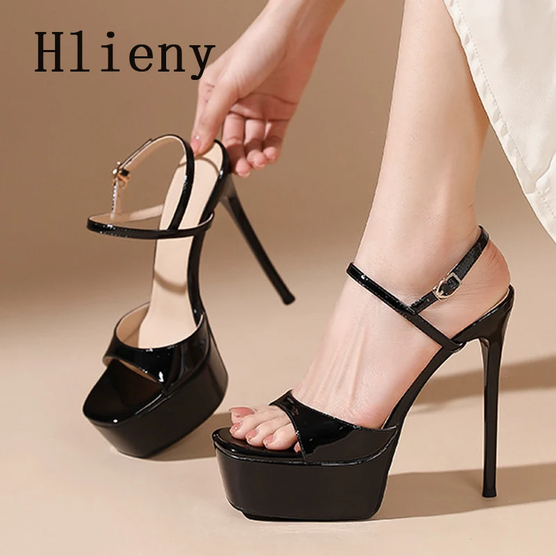 

Hlieny Summer Sexy Open Toe Platform Sandals Woman Fashion Thin High Heels Buckle Strap Party Stiletto Shoes Zapatos Mujer