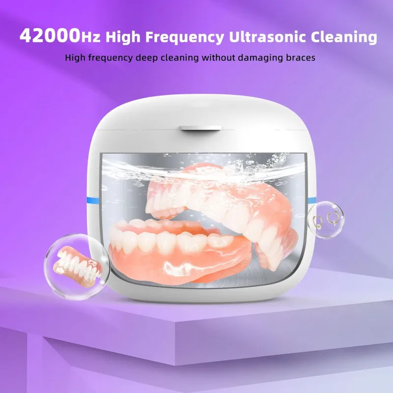 Home appliance portable denture ultrasonic cleaner with uv light disinfection for daily use