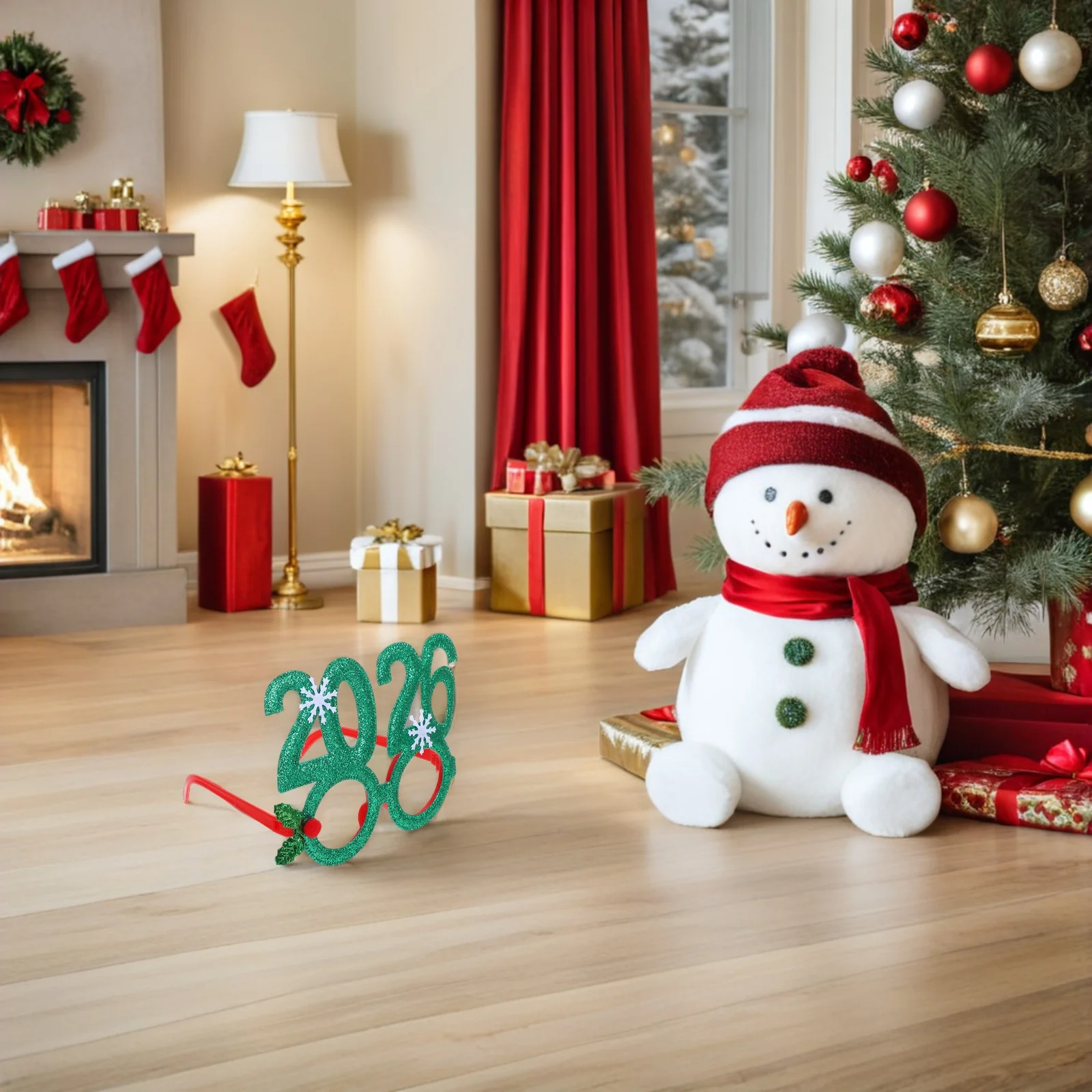 

4Pcs New Years Eve Party Glasses 2026 Glitter Number Eyewear Colorful Happy New Year Photo Booth Party Decoration