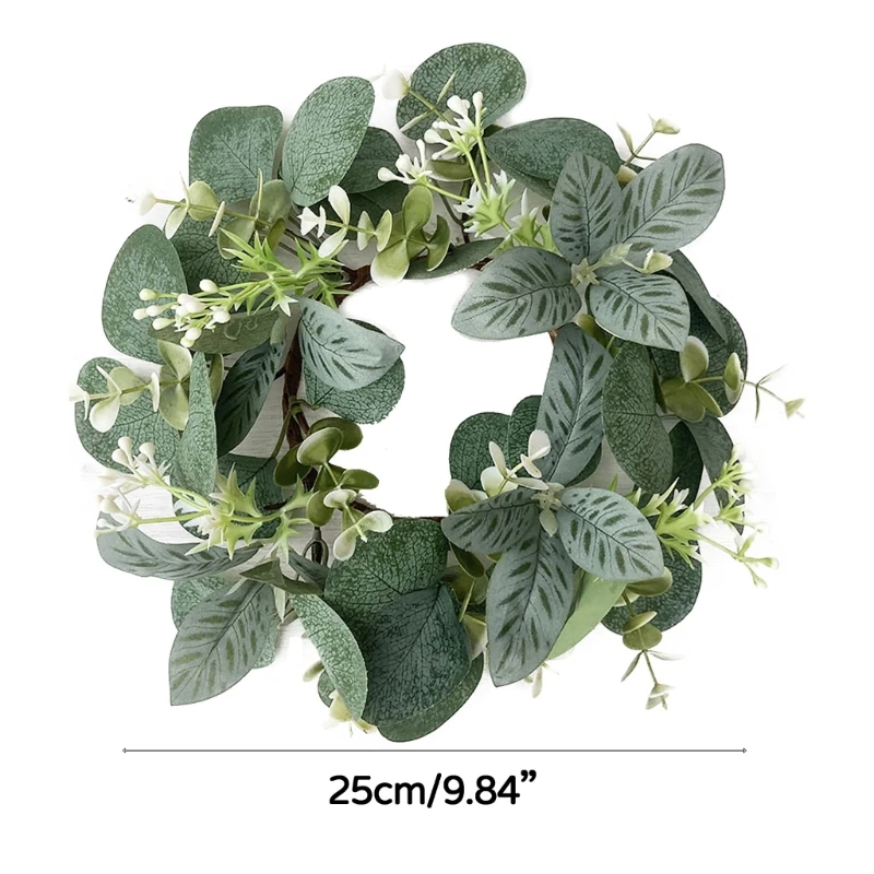 25cm Artificial Greenery Wreath For Candlestick Garlands Wreath Candle Rings Wedding Party Christmas Centerpiece Decor