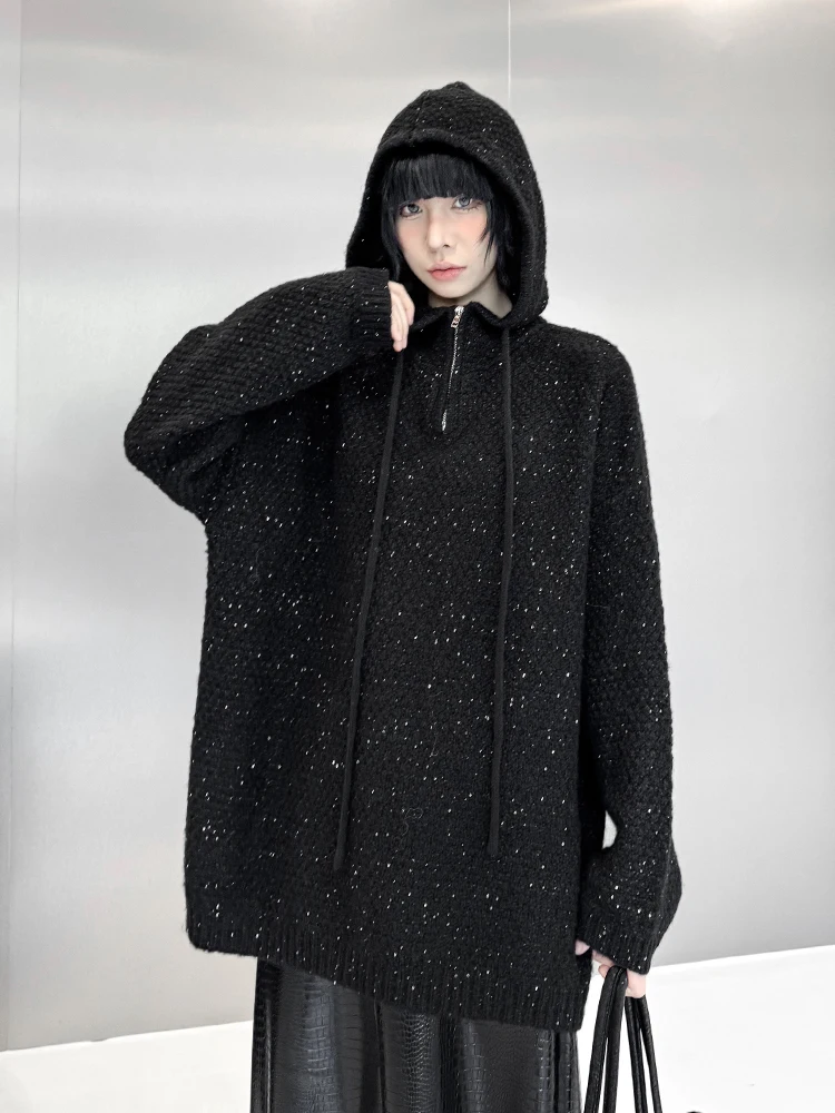 

k Sle Knitted Sweater Loose Fit Hoodie Batwing Sve Blend Fabric Spring Autumn New Arrival Women's Premium Knitwear