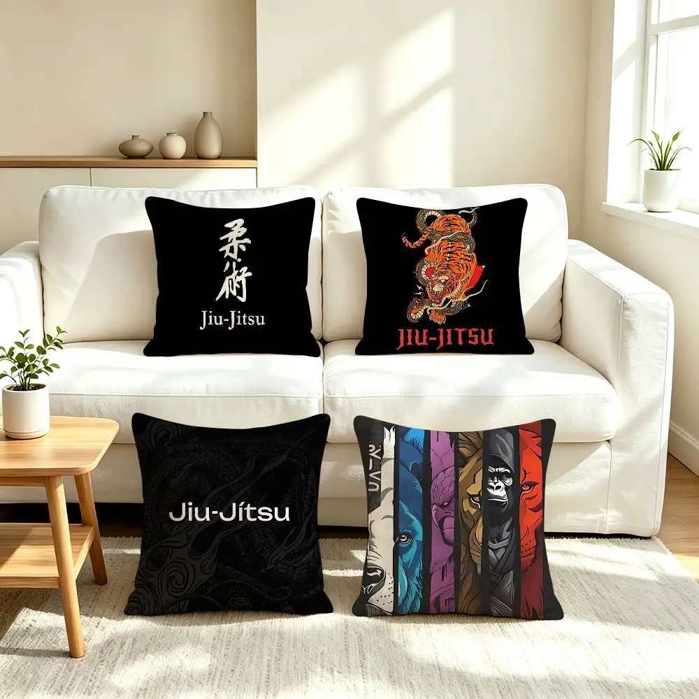 B-Brazilian Jiu-Jitsu Graphic  Square Double-Sided printed Pillow Case Bedroom Bedside Pillow Sofa Cushion Cover