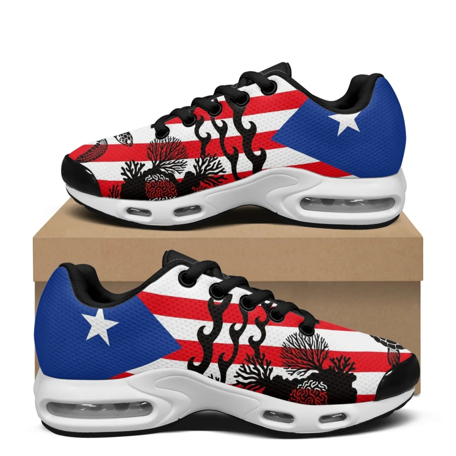 PENSTROLL Arch Support Breathable Mesh Sneakers Air Cushion Walking Shoes for Gym Men Puerto Rico Turtle