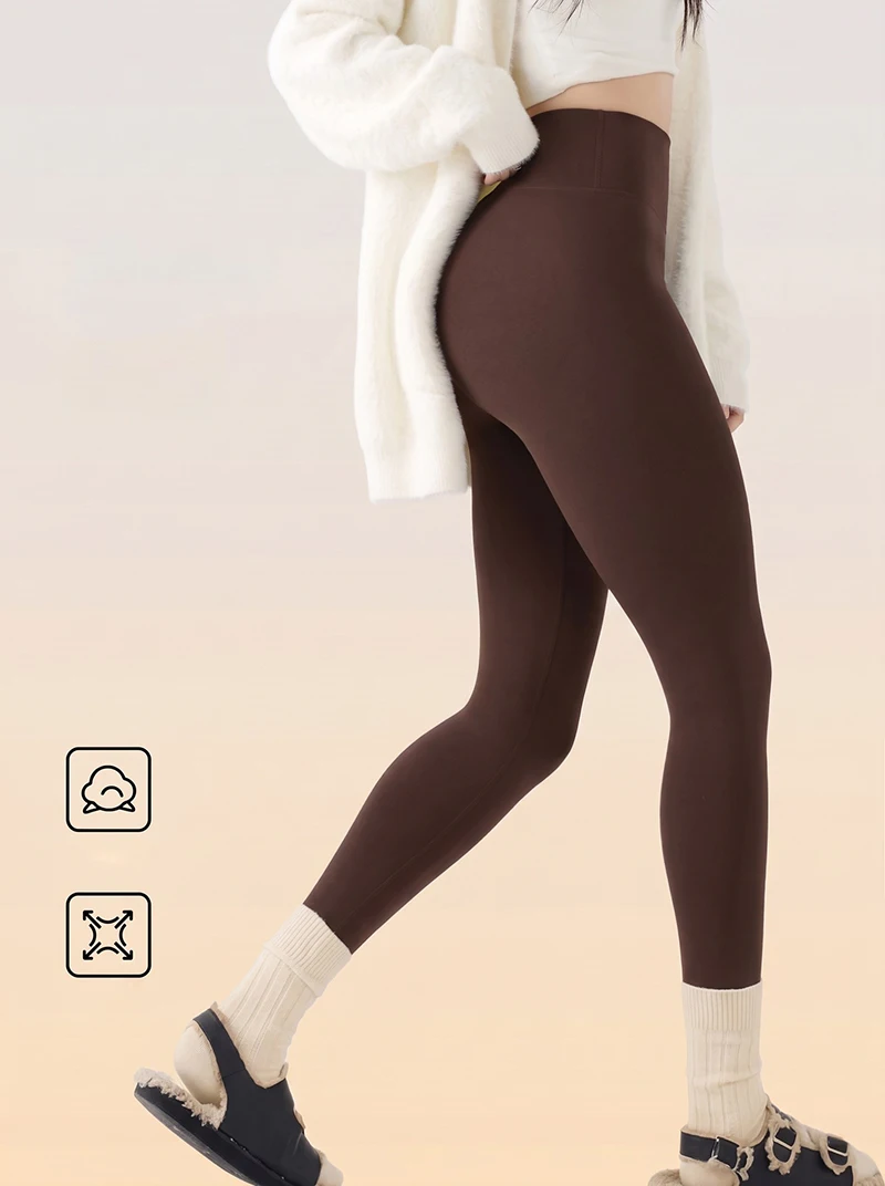 BIVIGAOS Autumn Fish Bone Waist Brushed Inside Sharkskin Leggings Women Light Fleece Tight Fit Slimming Sport Yoga Base Leggings