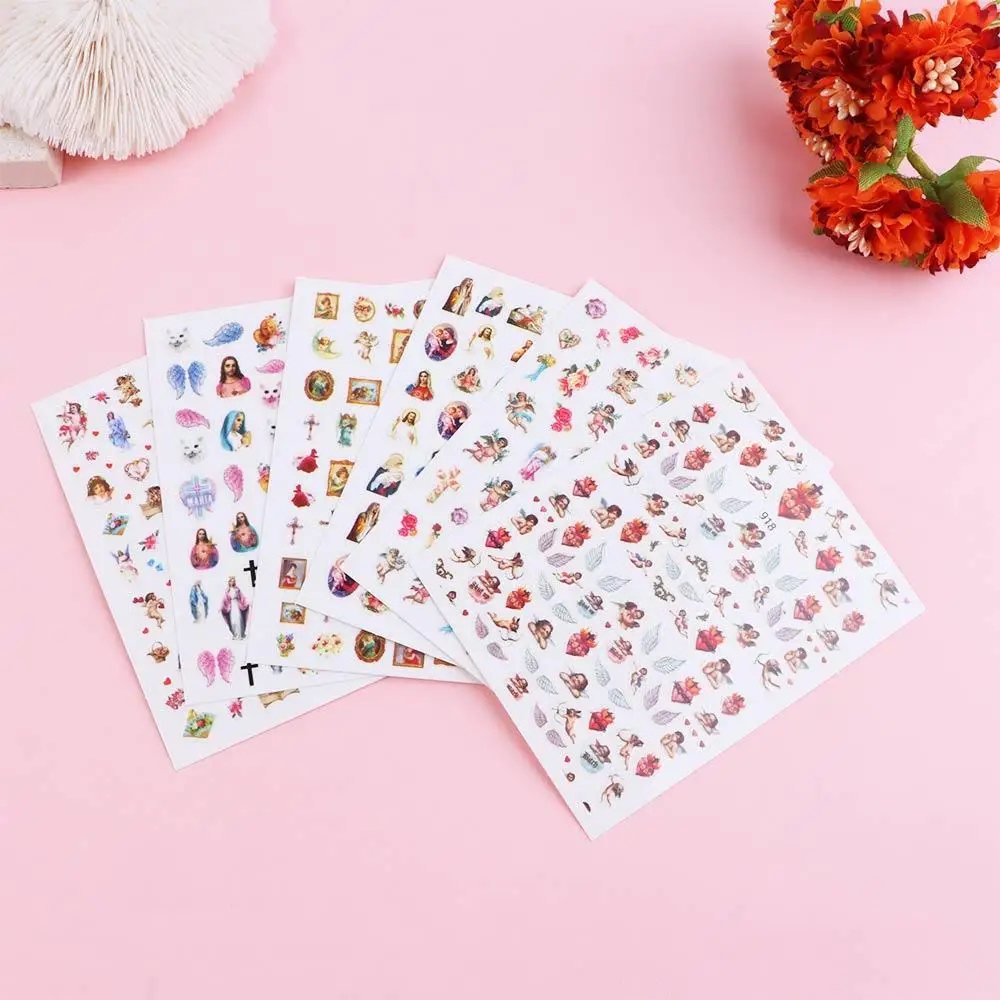 DIY Self Adhesive Heaven Back Glue Cupid Flower Manicure Tools Nail Art Decorations Angel Nail Stickers Nail Decals