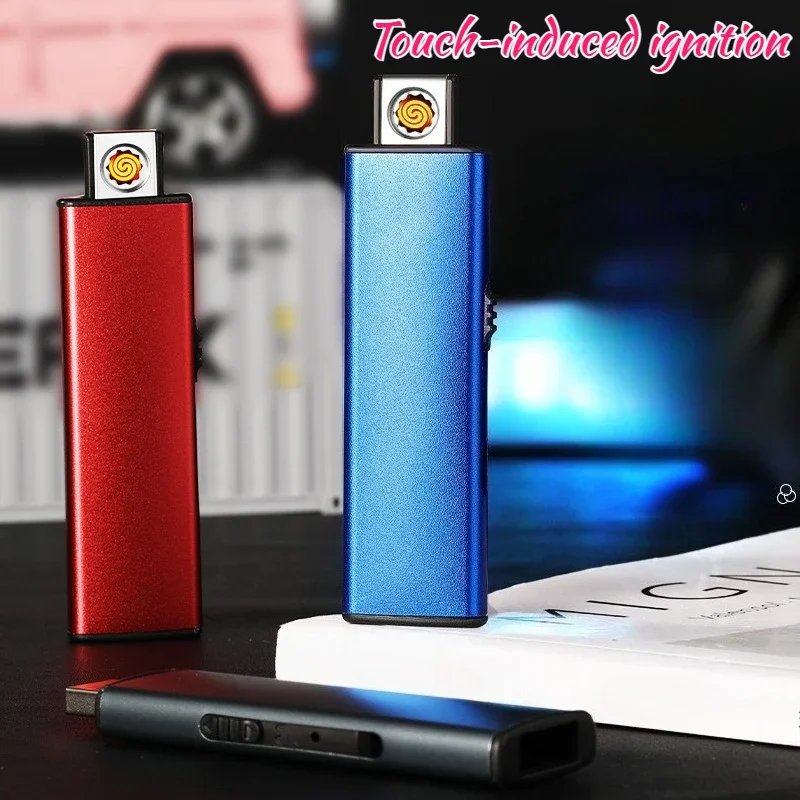 USB Charging Double sided Tungsten Wire Windproof Cigarette Lighter Portable Metal Mini Cigarette Accessory Smoker's Gift