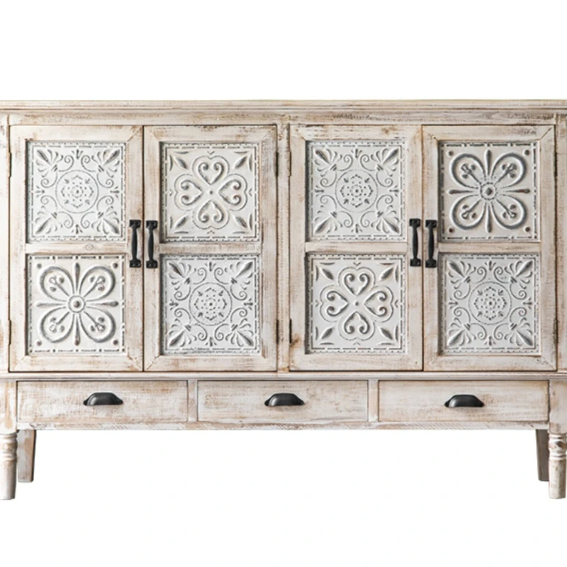 

French old retro medieval door shoe cabinet bohemian home dining side cabinet rural storage porch