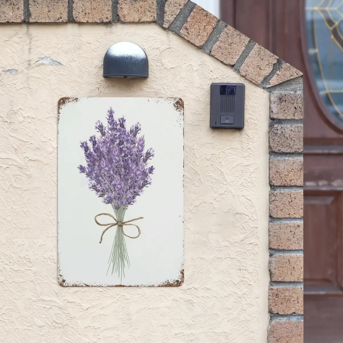 Metal Sign Vintage Purple Lavender Flower Bunch, Retro Wall Decor Watercolor Mint Bouquet of Lavenders Botanical Floral Plant Ti