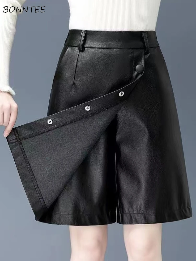 

Black PU Leather Skirts Women High Waist Elegant Irregular Design Office Lady Temper All-match Korean Fashion Daily Женская Юбка