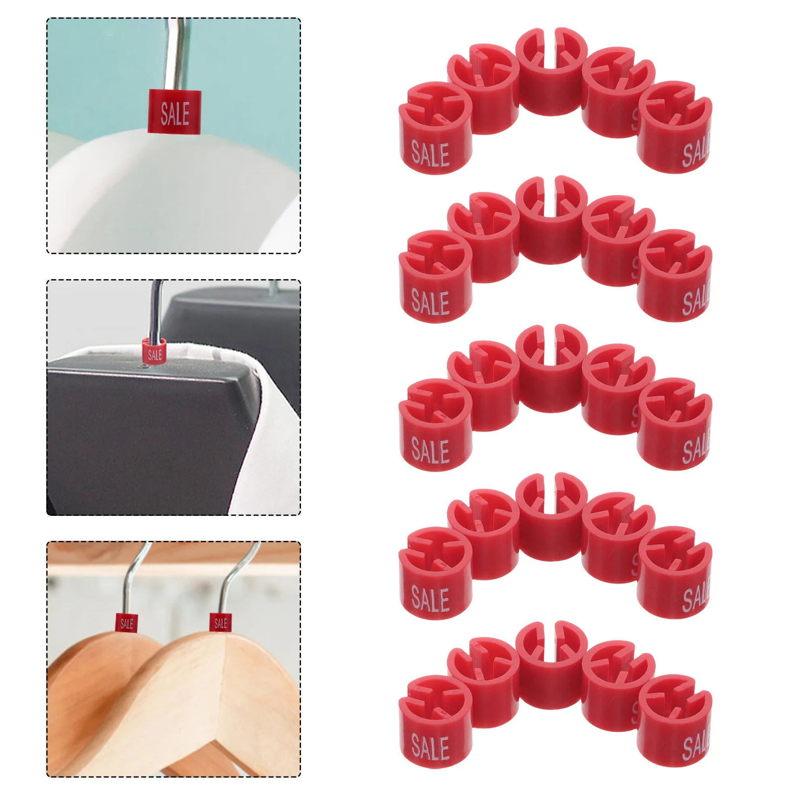 

100pcs Label Clips Red Plastic Hanger Markers For Clothing Organization Color-Coding Tags Sale Garment Dividers Retail Store Use