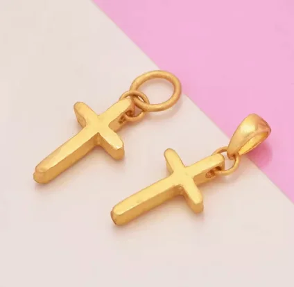 

24k pure gold cross pendants small gold cross charms satin surface