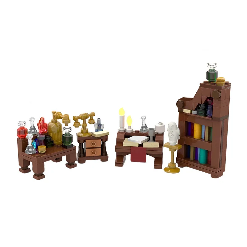 Blocs de Construction de laboratoire magique médiéval, bricolage, atelier ancien, jouets de Construction, château mystère, briques d'assemblage, cadeau pour adultes et enfants