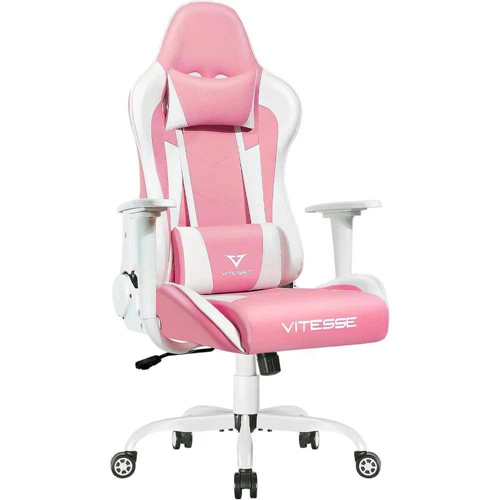 Cute Kawaii Gaming Chair for Girl Ergonomic Desk Racing Office Adjustable High Back Game Swivel Leather Chair