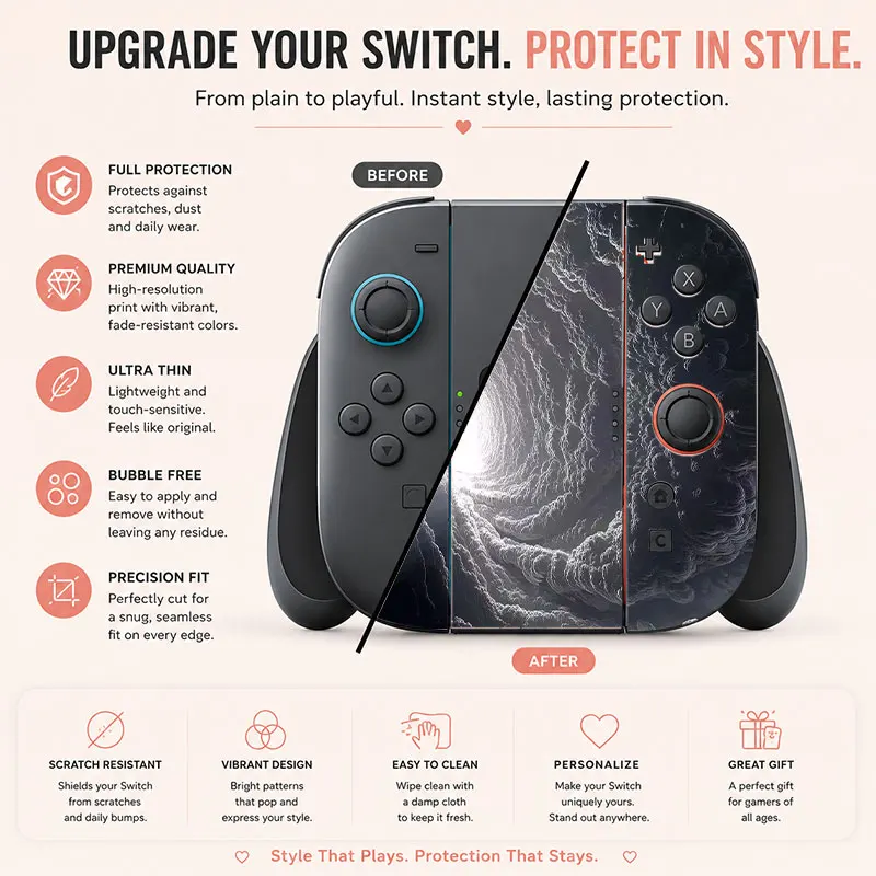Creative pattern SWITCH game console protective film, with natural touch and comfortable feel, featuring personalized designs