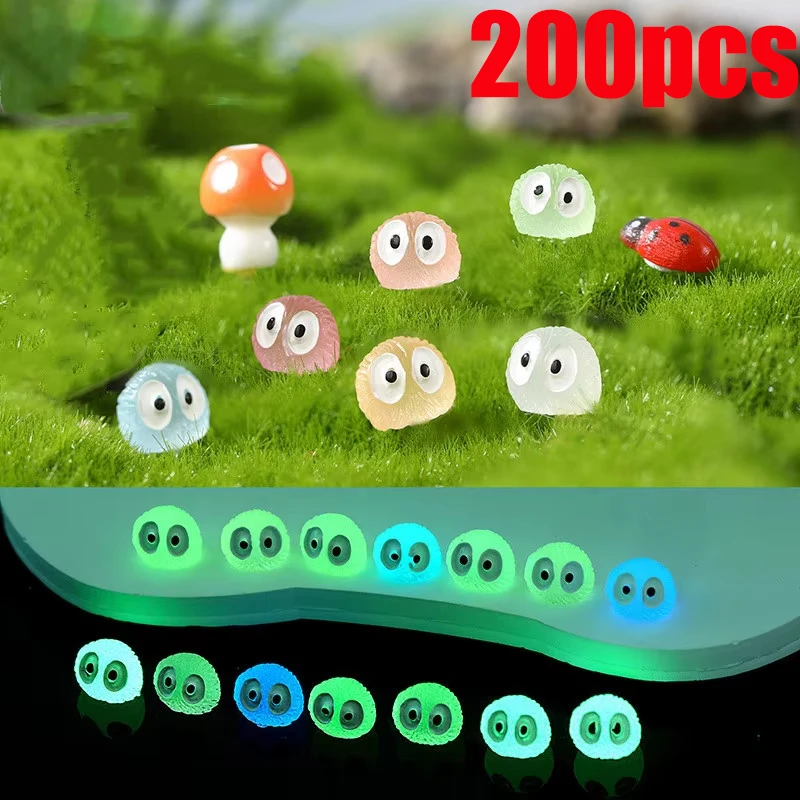 200Pcs Luminous Briquettes Elfs Black Ball Sprite Duck Figurine Home Decor Glowing Miniature Fairy Garden Decoration Accessories