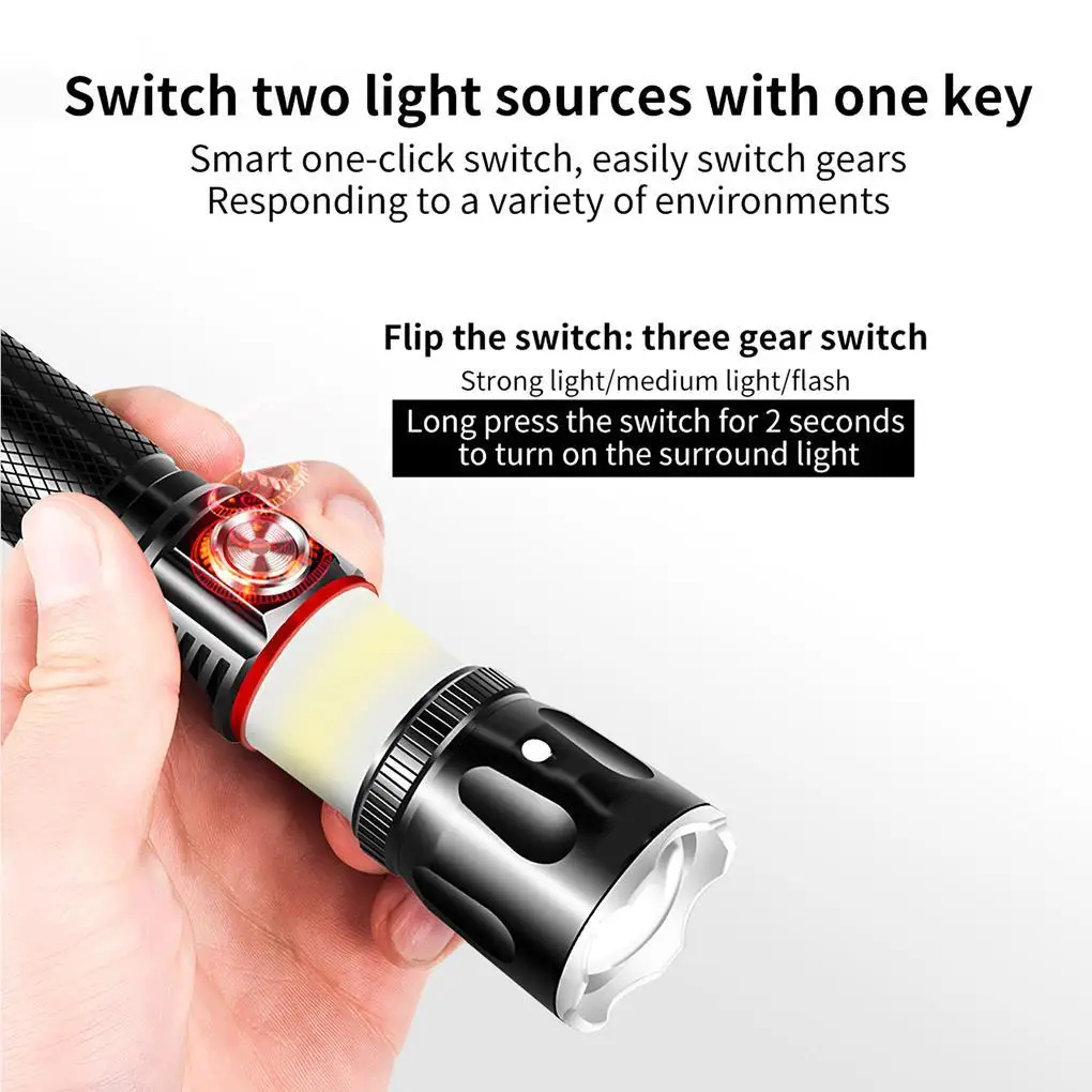 Bright Flashlight Lightful Rechargeable Lamp Zoomable 4 lighting Modes Handheld Torch Powerful Illumination Accessory