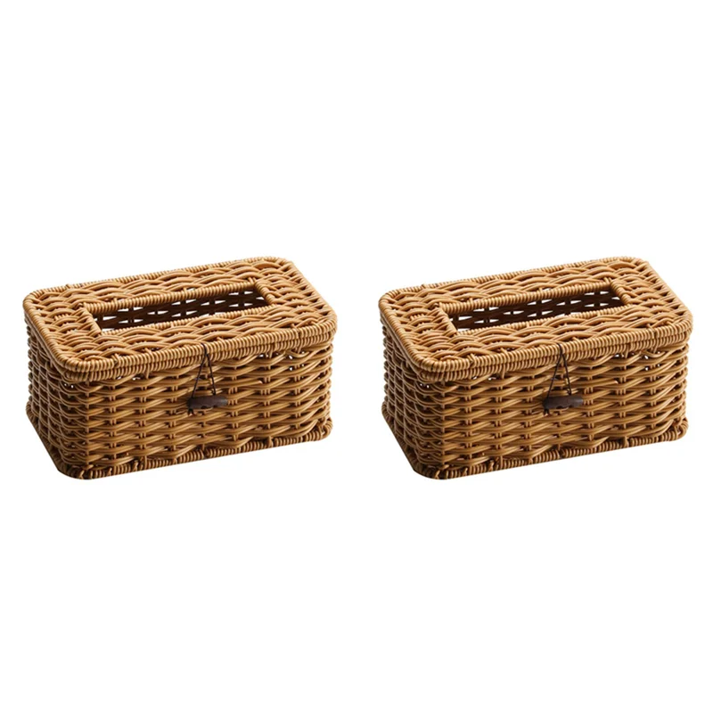 

ABBY-2X Прямоугольный чехол для коробки для салфеток из ротанга - Декоративный плетеный держатель для салфеток в стиле бохо, винтажный диспенсер для салфеток в стиле фермерского дома для дома