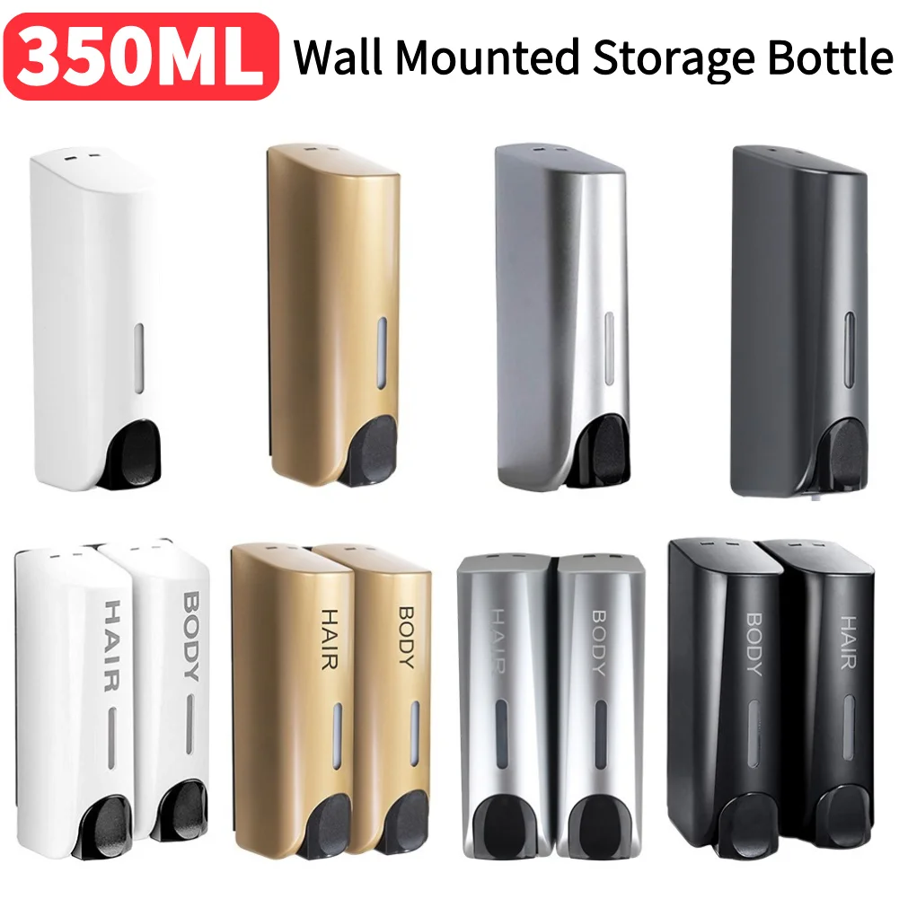 350ML Shower Bath Shampoo Dispenser Waterproof Shower Gel Lotion Soap Dispenser Wall Mount Refillable for Home Hotel Restaurant