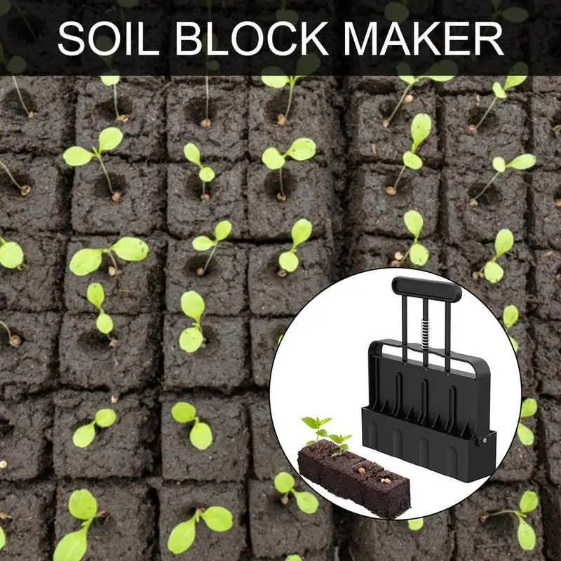 

Soil Block Maker Quad Soil Blocker With Comfort-Grip Handle 2 Inches Soil Blocking Tool For Seedlings Garden Tools