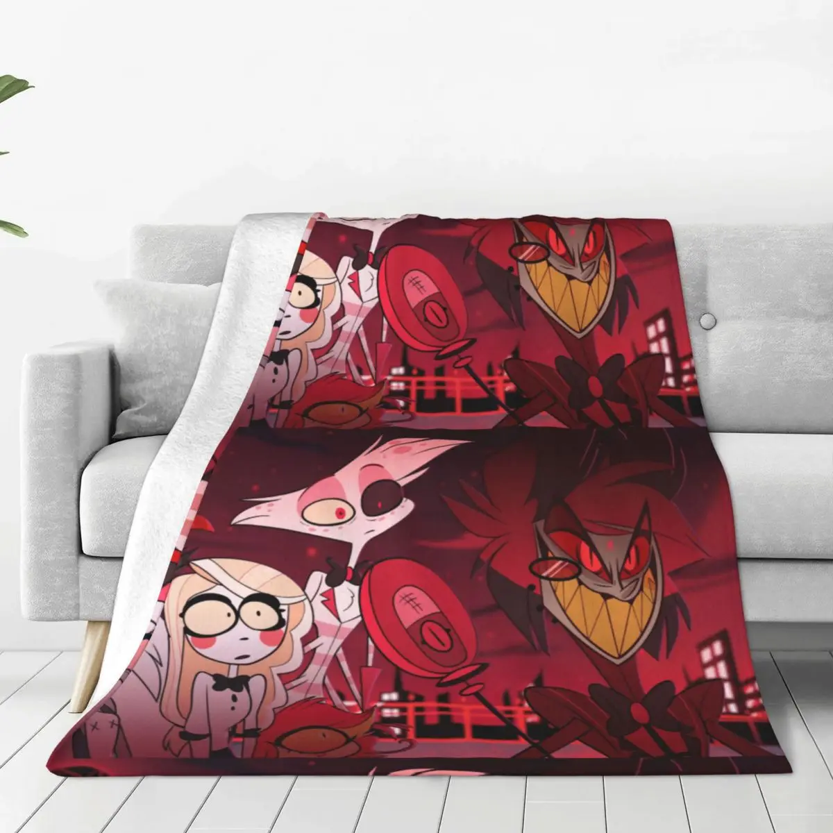 Helluva Anime Blanket Fizzarolli Flannel Throw Blanket Airplane Travel Decoration Soft Warm Bedspreads