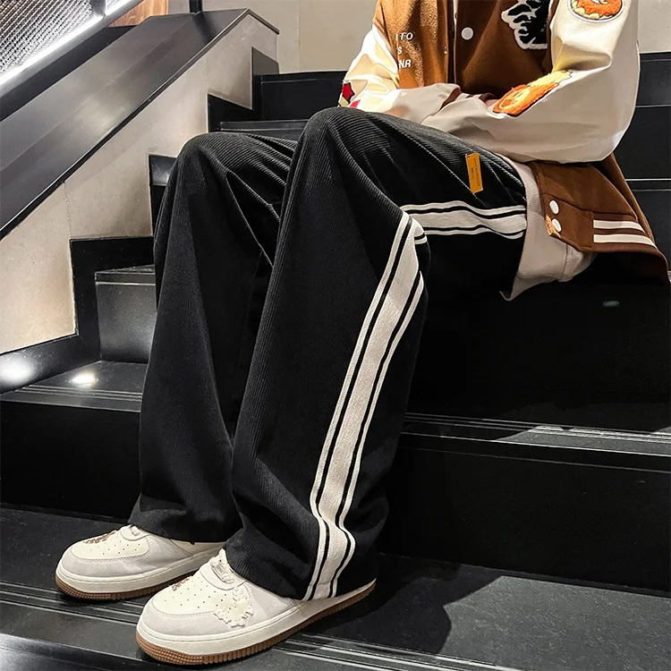 

Мужские утепленные спортивные брюки на флисовой подкладке, осенне-зимние, прямые, широкие, комфортные, из вельвета