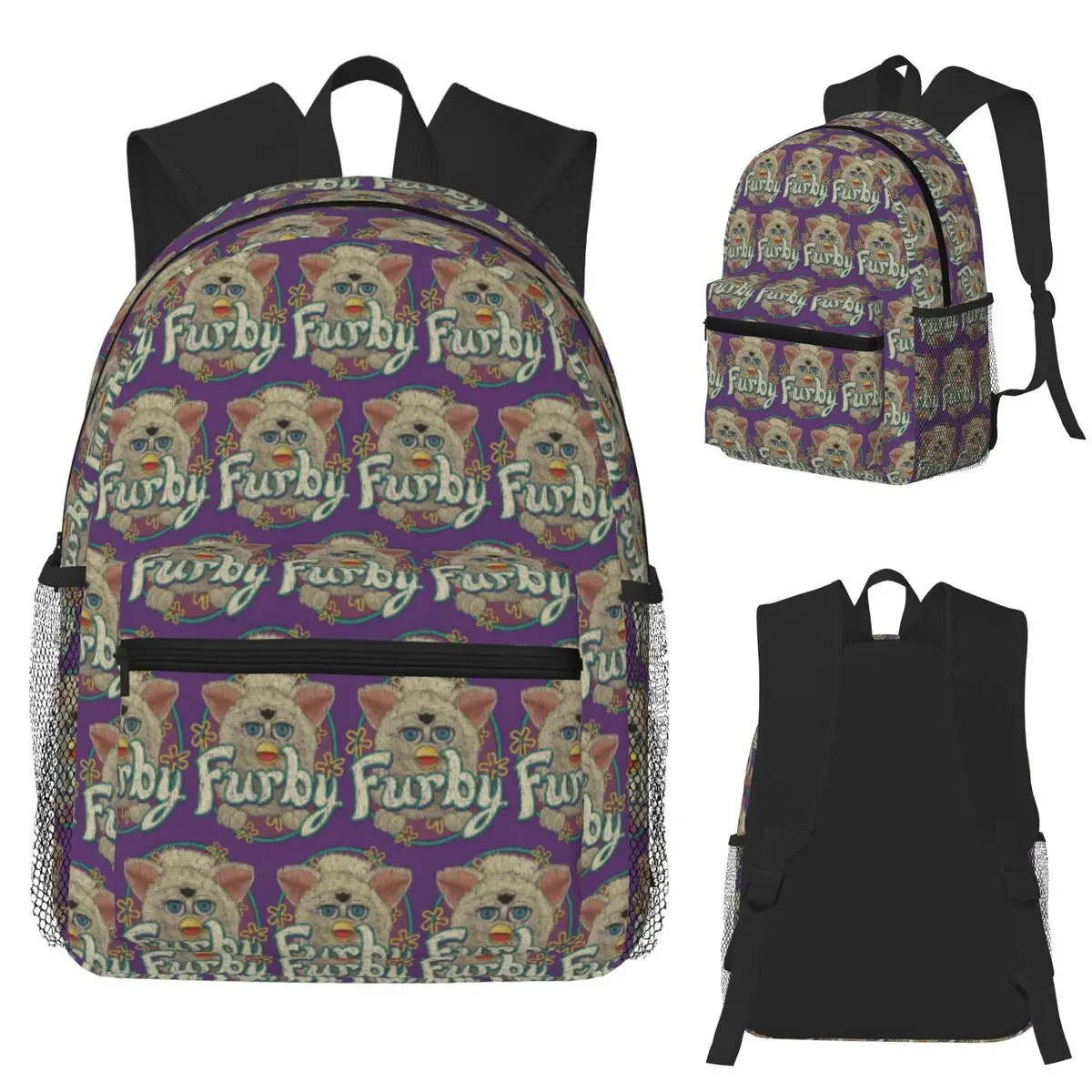 Nightmare Furby Cartoon Robot Toys (18) Mochila para estudiantes, mochila escolar, mochila de viaje para senderismo, mochila para hombres y mujeres, bolsos de hombro