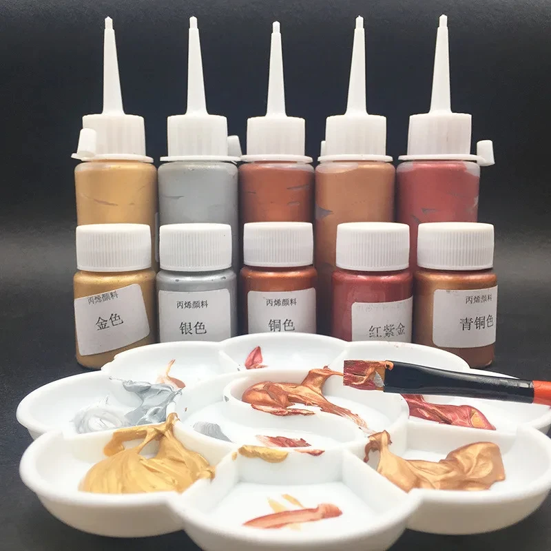 20ML Gold Metallic Acrylic Paint Waterproof Not Faded for Statuary Coloring DIY Hand Painted Clothes Liquid Graffiti Pigments view 2
