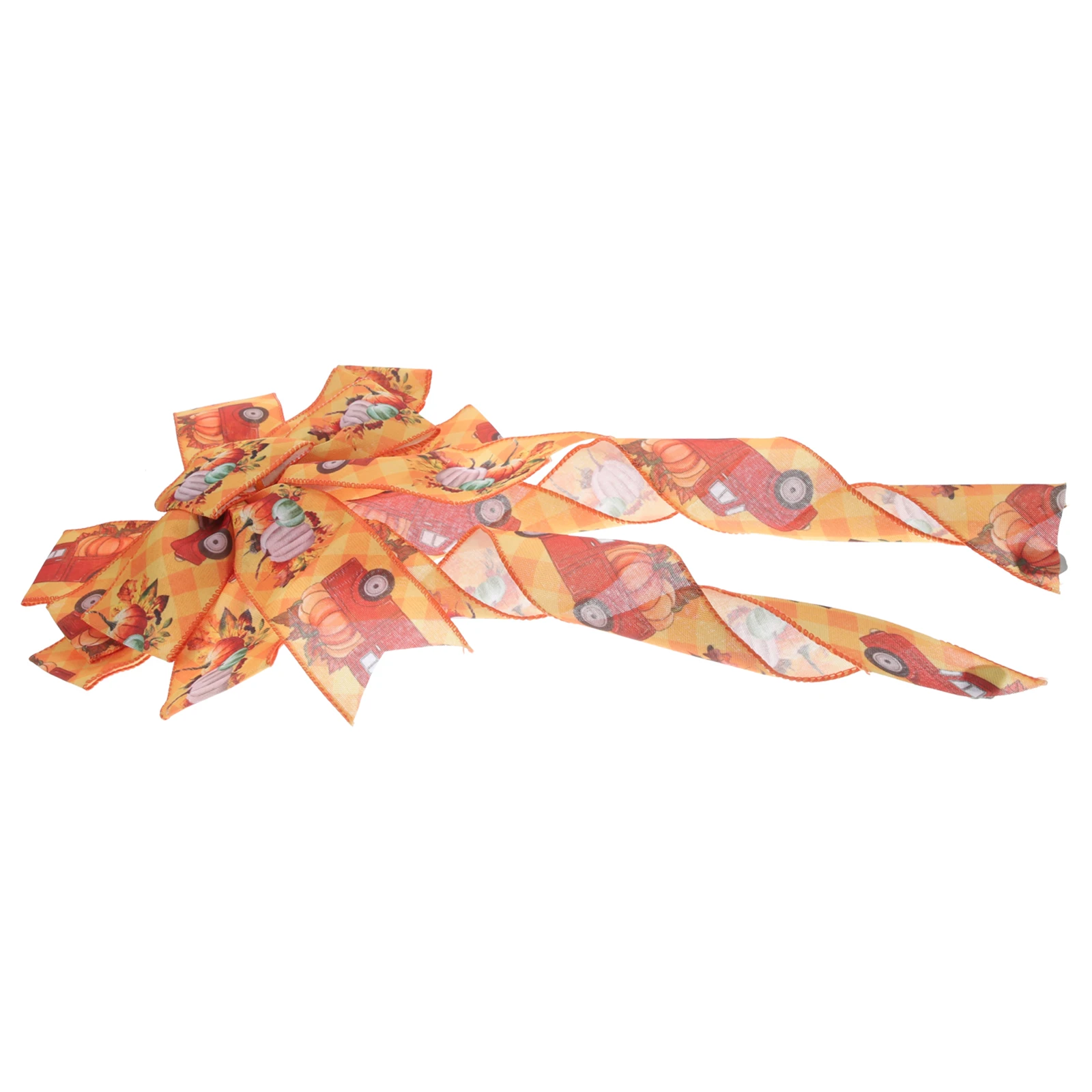 

Extra Large Fall Thanksgiving Bow Featuring Realistic Pumpkin Pinecone Texture Ribbon Ideal for Wreath Door Window Party DIY