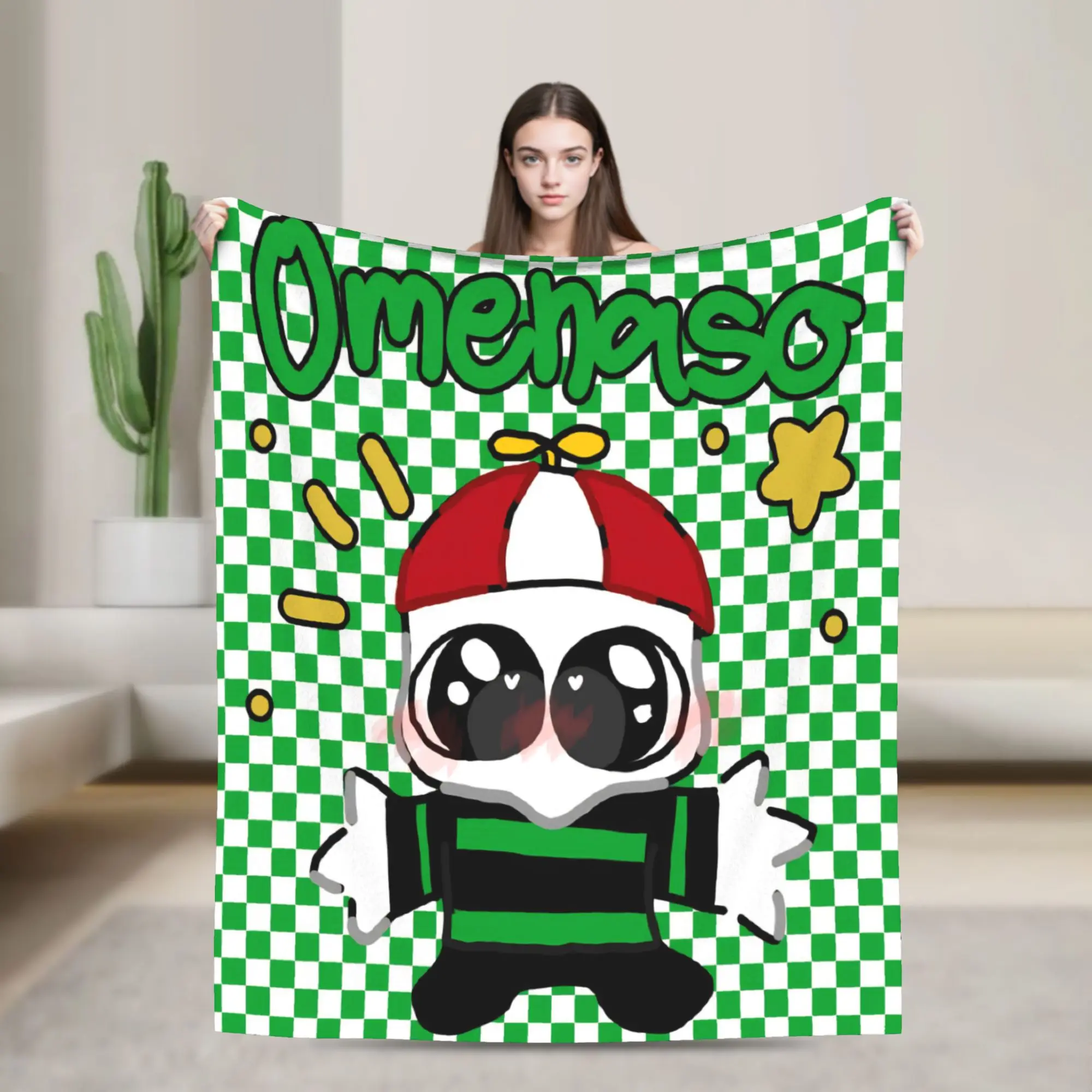 Omenaso Youtuber Ome chibi Fleece Throw Blankets  Blankets for Bed Outdoor Warm Bed Rug