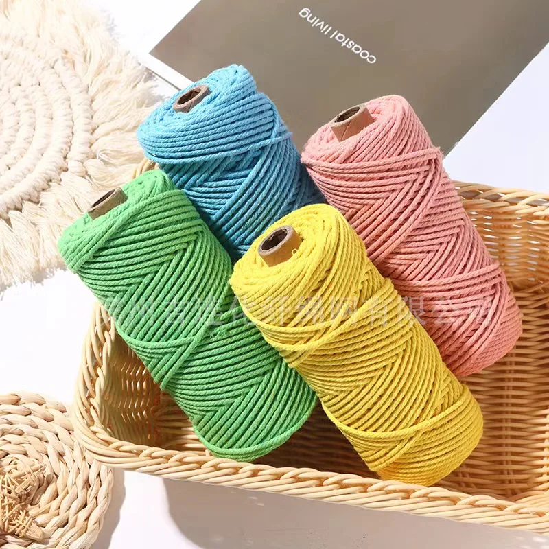 100% Natural Macrame Cord 3mm 11Yards Colored Cotton Rope Craft for DIY Crafts Knitting Plant Hangers Christmas Décoration