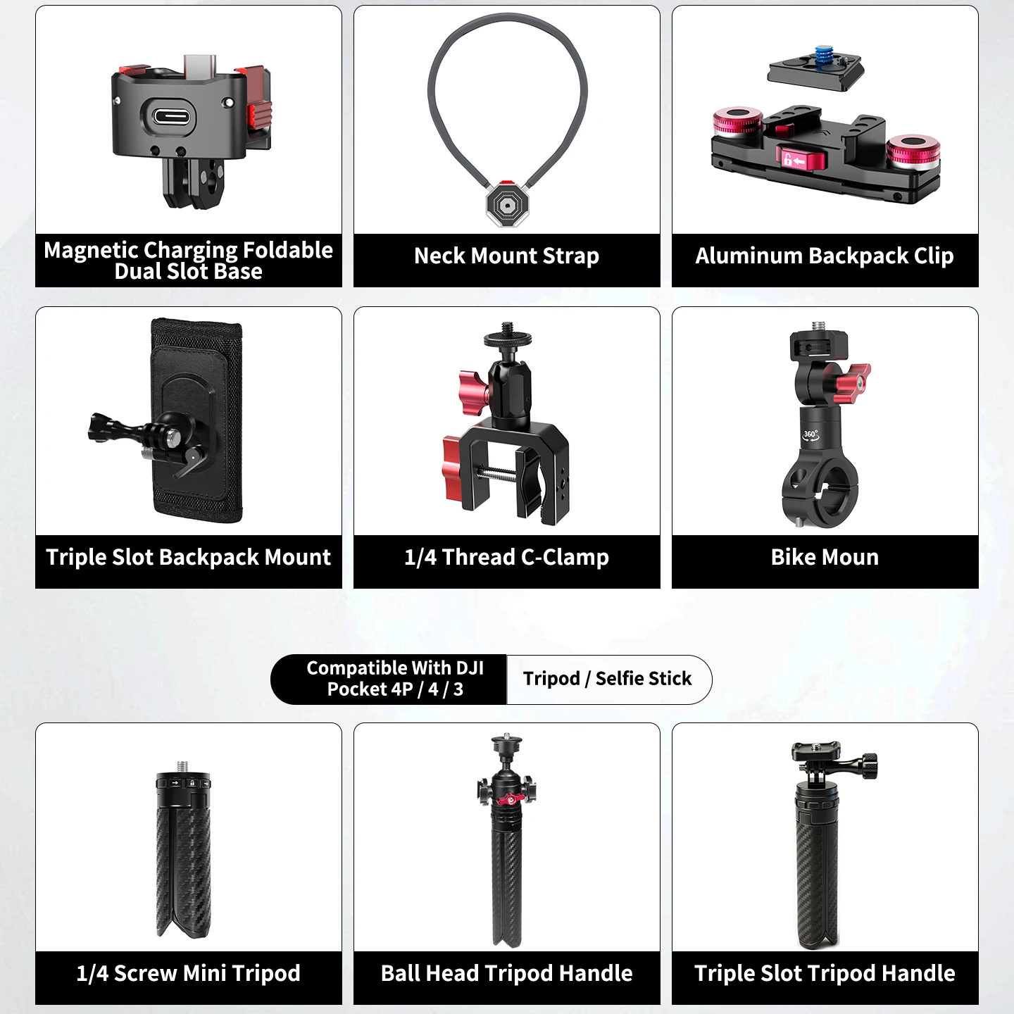 Magnetische Saughalterung für DJI Osmo Pocket 4 Pro Gimbal Aluminium-Käfig Magnetbasis 360° ° Kugelkopf für Metall-Oberflächenhalterung – Detail 4
