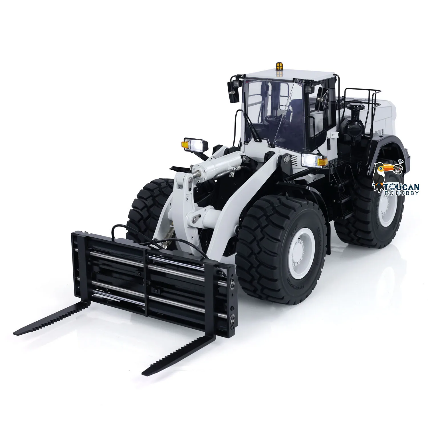 1/14 WA480 RC Metal Hydraulic Loader Electric Trucks Construction Heavy Machine Quick Coupler Fork Light Sound ST8 Radio Battery