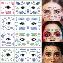 8Sheets Mermaid Scales Face Glitter Temporary Tattoo Stickers Sparkly Colored Eye Forehead Art Makeup Fake Scales Design