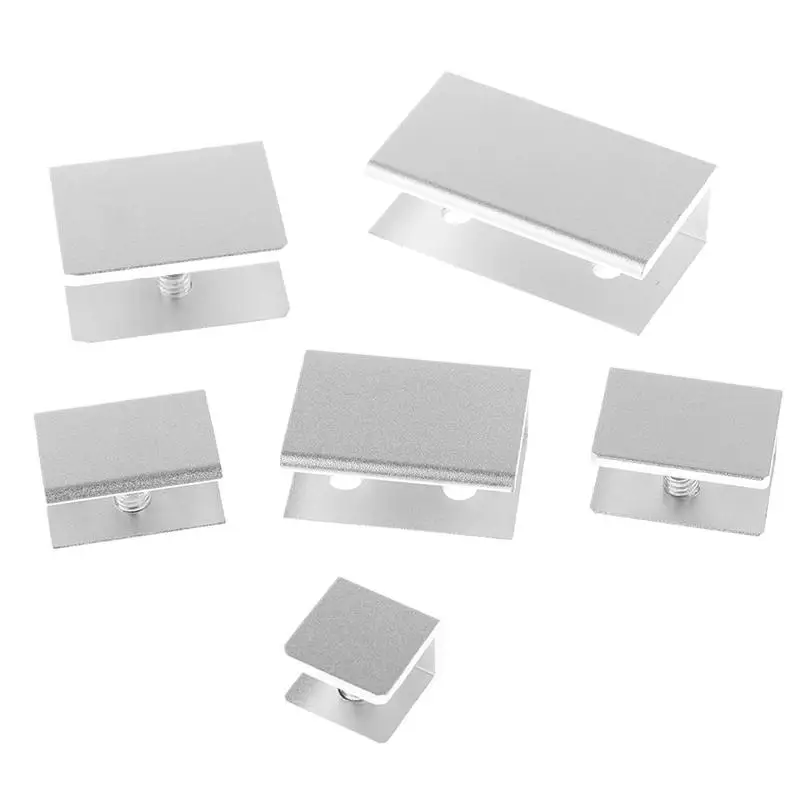 4PCS Square Glass Clamps Silver Glass Clamp Holder Shelf Clip Aluminum Bracket Support For 5/6/8/10/12mm Thickness Board