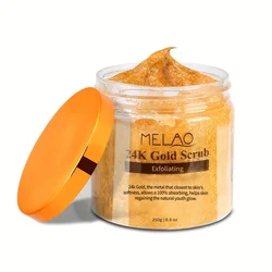 MELAO 24K Gold Scrub, Exfoliate Face & Body Salt Scrub,Pore Cleanser, Shower Scrub For Men & Women