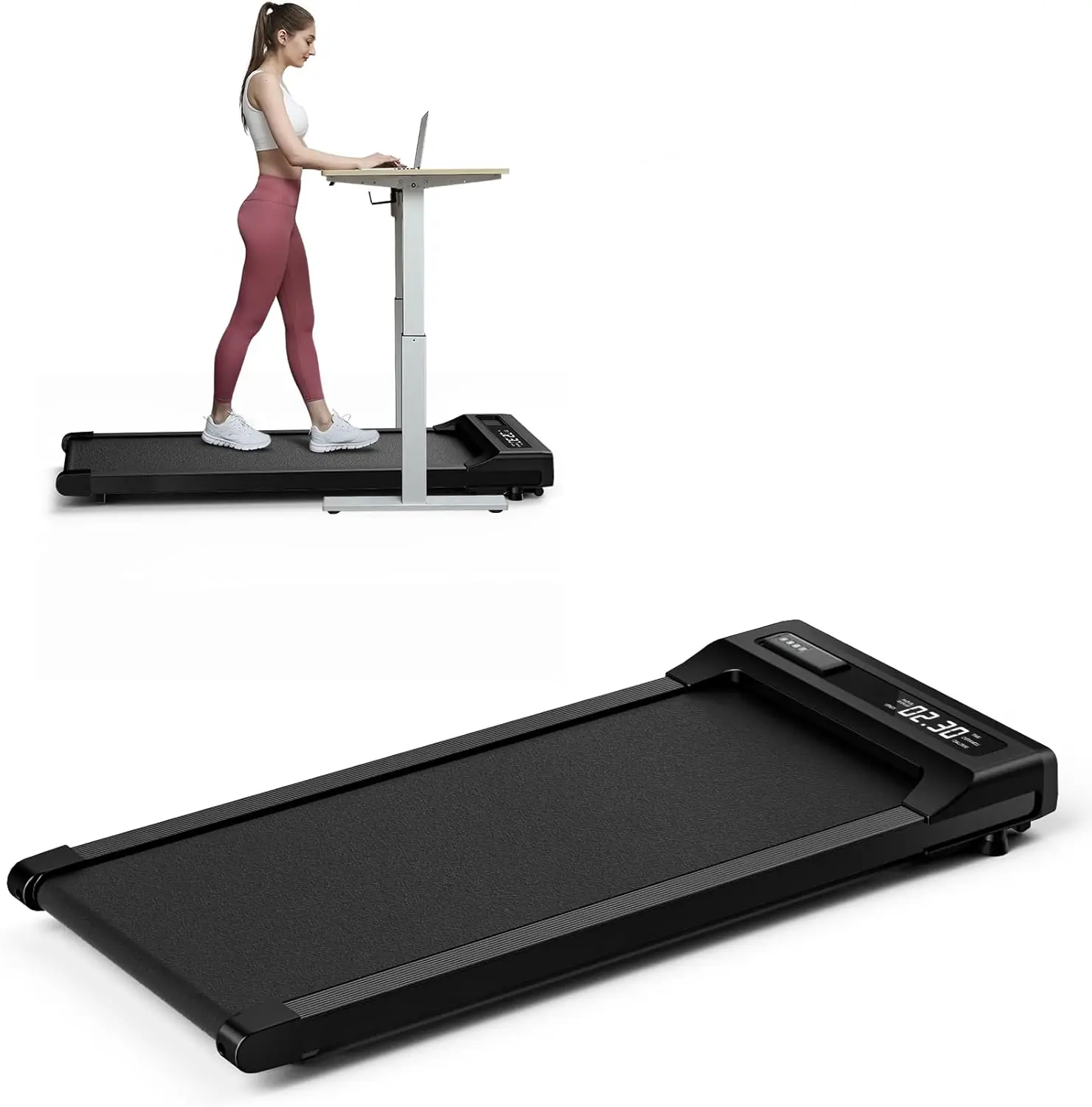 Pad Treadmill Under Desk,Under Desk Treadmill for Office Home Under Desk,265 lbs Capacity Portable Mini Treadmill 2.5HP 2 in 1 W