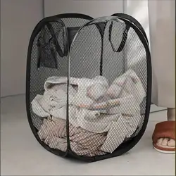 Children's Toy Storage Foldable Portable Net Grid Laundry Basket Dirty Dlothes Basket Dirty Clothes Basket Home Storage Clothes