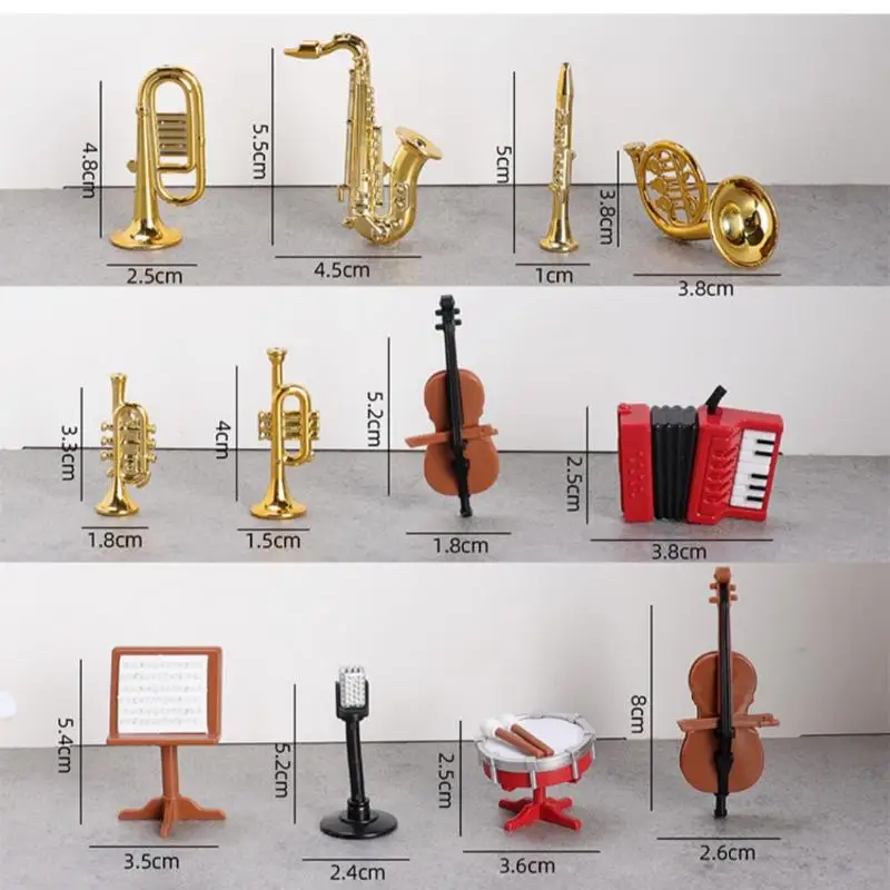 1 Set Home Decor Toy 1:12 Doll House Accessories Dollhouse Miniature Accordion Sax Classical Musical Instrument Model Ornament