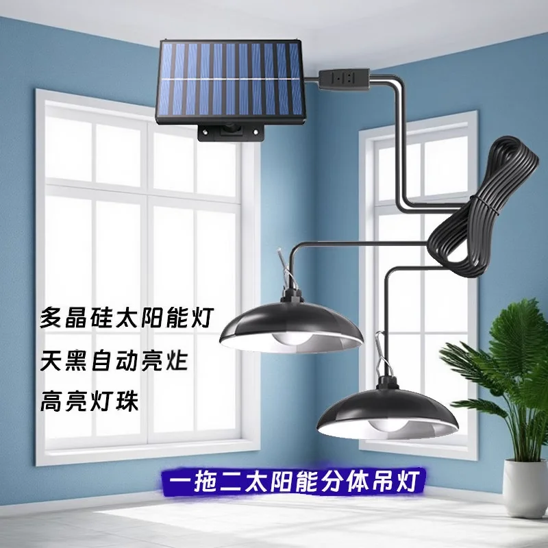 

Single/Double Head Solar Pendant Light Led Solar Powered Lamp White Light With Remote Control Chandelier Camping Outdoor Garden