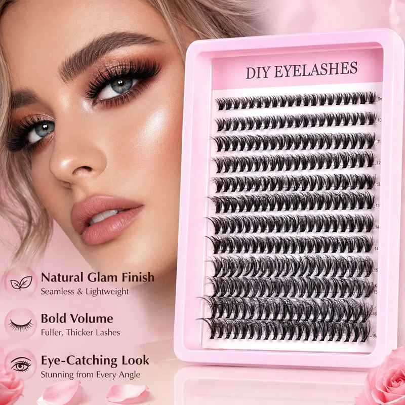 DIY Cluster Lashes 9-16mm Mixed Length Individual False Eyelashes Wispy Fluffy Reusable Natural Glam Lash Extensions for Women image 5