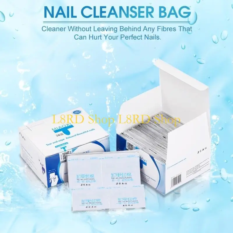 l8rd 100 แพ็คเล็บแบบพกพาเจลโปแลนด์ถอดแผ่นรองเช็ดทำความสะอาดเจลทาเล็บเล็บ
