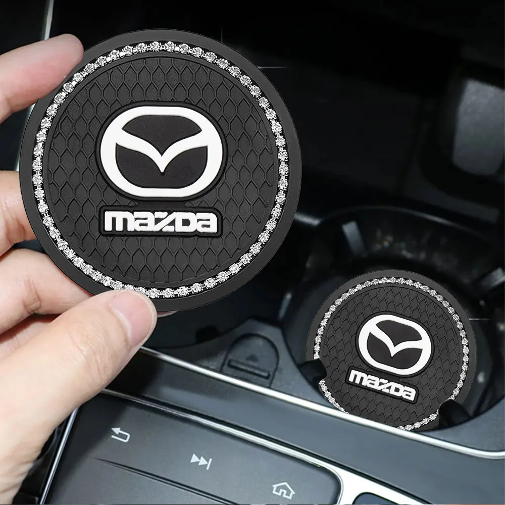 Car Water Coaster Holder Anti-slip Diamond Rubber Mat Car Interior Accessories For Mazda 2 3 Axela Atenza Demio RX7 MS CX-5 CX-3