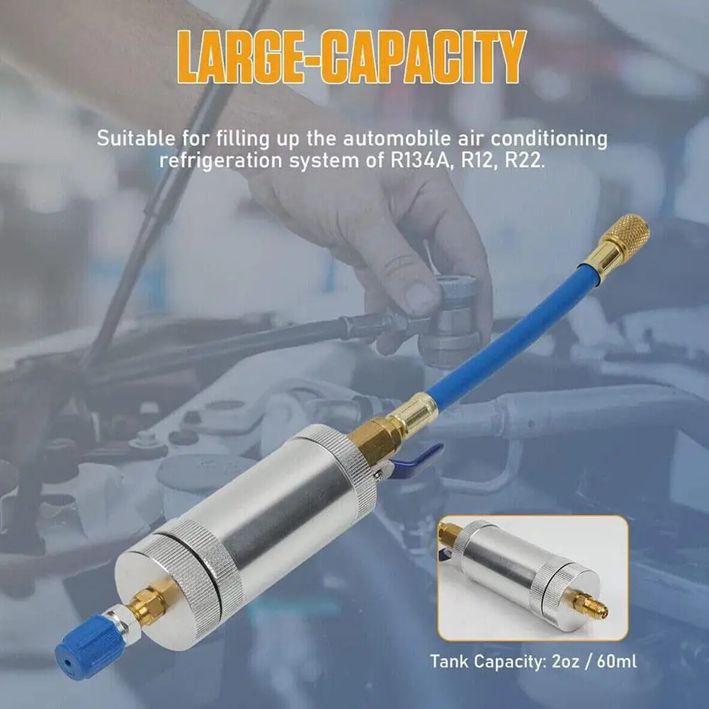 

Car Air Conditioning A/C ,AC Oil And Dye Injector Tool R134A Air 1/4" R12 R22 Tool 2OZ Conditioner SAE T9V4